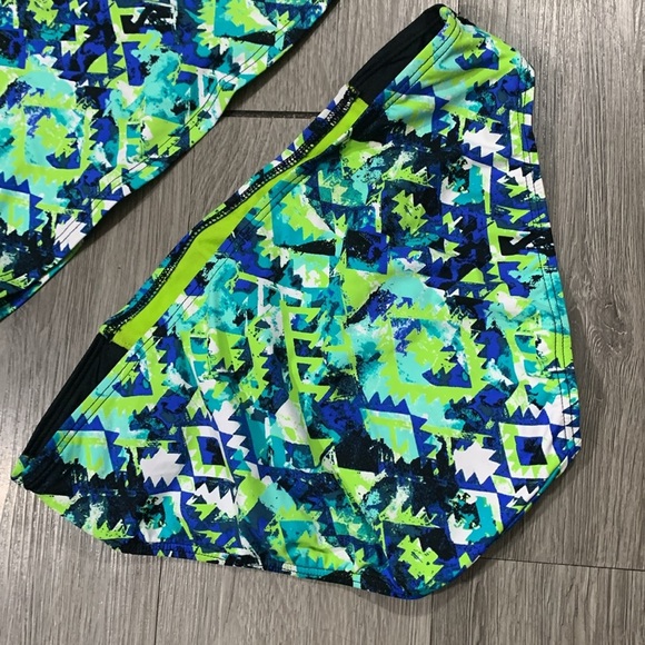 Title Nine Two Piece Geometric Royal Blue, Black, Green, Yellow Tankini size 32D - Picture 5 of 12